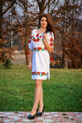 Вишиванка, сукня вишивана з квітами (Арт. 00352)