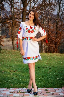 Вишиванка, сукня вишивана з квітами (Арт. 00352)