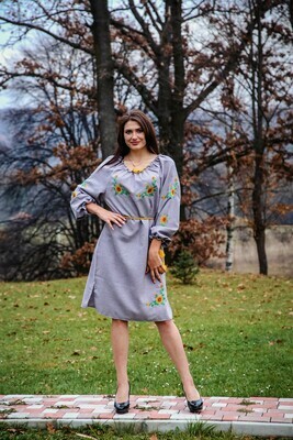 Вишиванка, жіноча вишивана сукня з квітами (Арт. 00367)