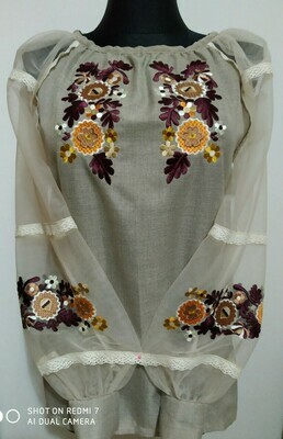 Вишиванка, жіноча вишивана блузка на білому льоні"Бохо" (Арт. 02496) Вишиванка, жіноча вишивана блузка на білому льоні"Бохо" (Арт. 02496)