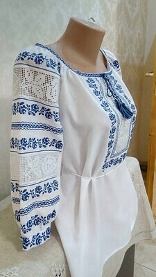Неймовірно красива вишиванка, жіноча вишивана блузка на домотканому полотні (Арт. 01964)