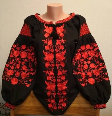 Вишиванка, жіноча вишивана блузка на чорному домотканому "Бохо" (Арт. 02540) Вишиванка, жіноча вишивана блузка на чорному домотканому "Бохо" (Арт. 02540)