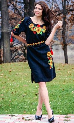 Вишиванка жіноча, сукня вишивана з квітами (Арт. 00345) Вишиванка жіноча, сукня вишивана з квітами (Арт. 00345)