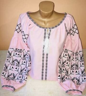 Вишиванка, жіноча вишивана блузка на рожевому домотканому &quot;Бохо&quot; (Арт. 00013)