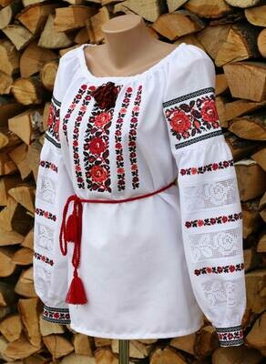 Вишиванка, жіноча вишивана блузка на домотканому полотні "Мережка" (Арт. 03024)