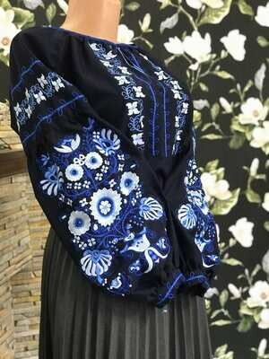 Вишиванка, жіноча вишивана блузка на чорному домотканому "Бохо" (Арт. 02611) Вишиванка, жіноча вишивана блузка на чорному домотканому "Бохо" (Арт. 02611)