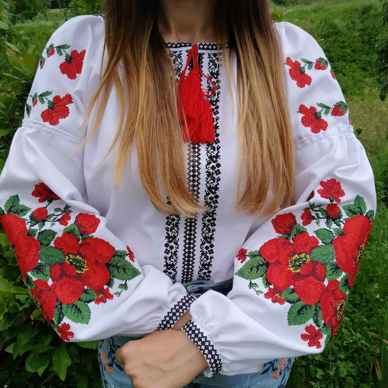 Вишиванка, жіноча вишивана блузка на домотканому полотні (Арт. 02659)