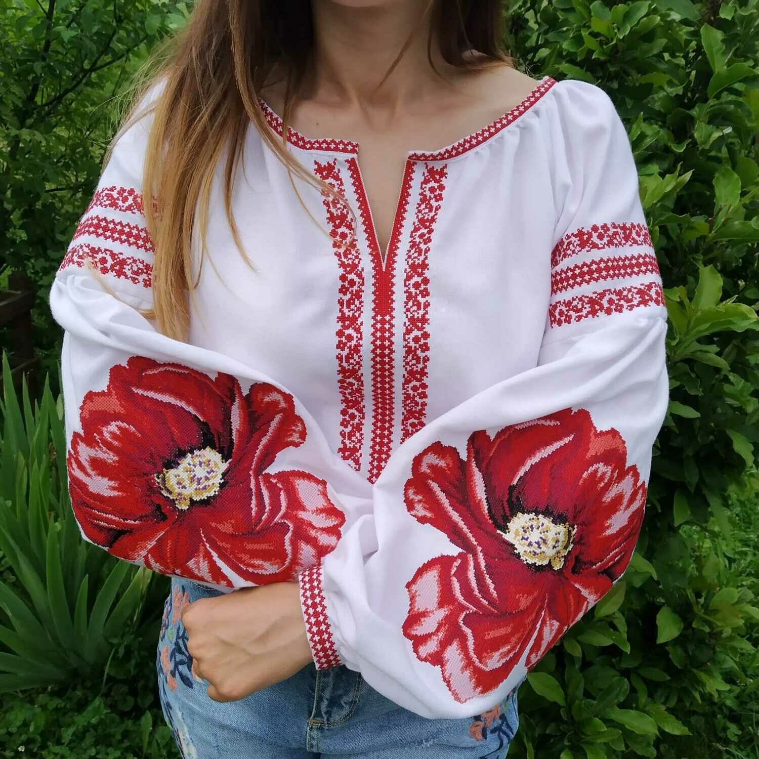 Вишиванка, жіноча вишивана блузка на домотканому полотні (Арт. 02662)