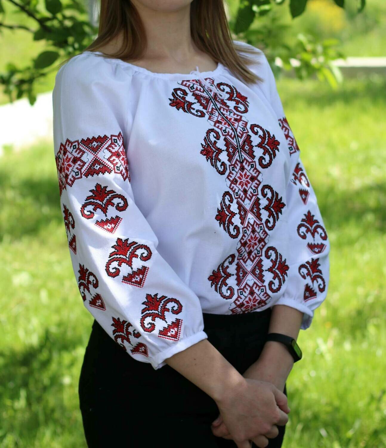Вишиванка, жіноча вишивана блузка на домотканому (Арт. 02667)
