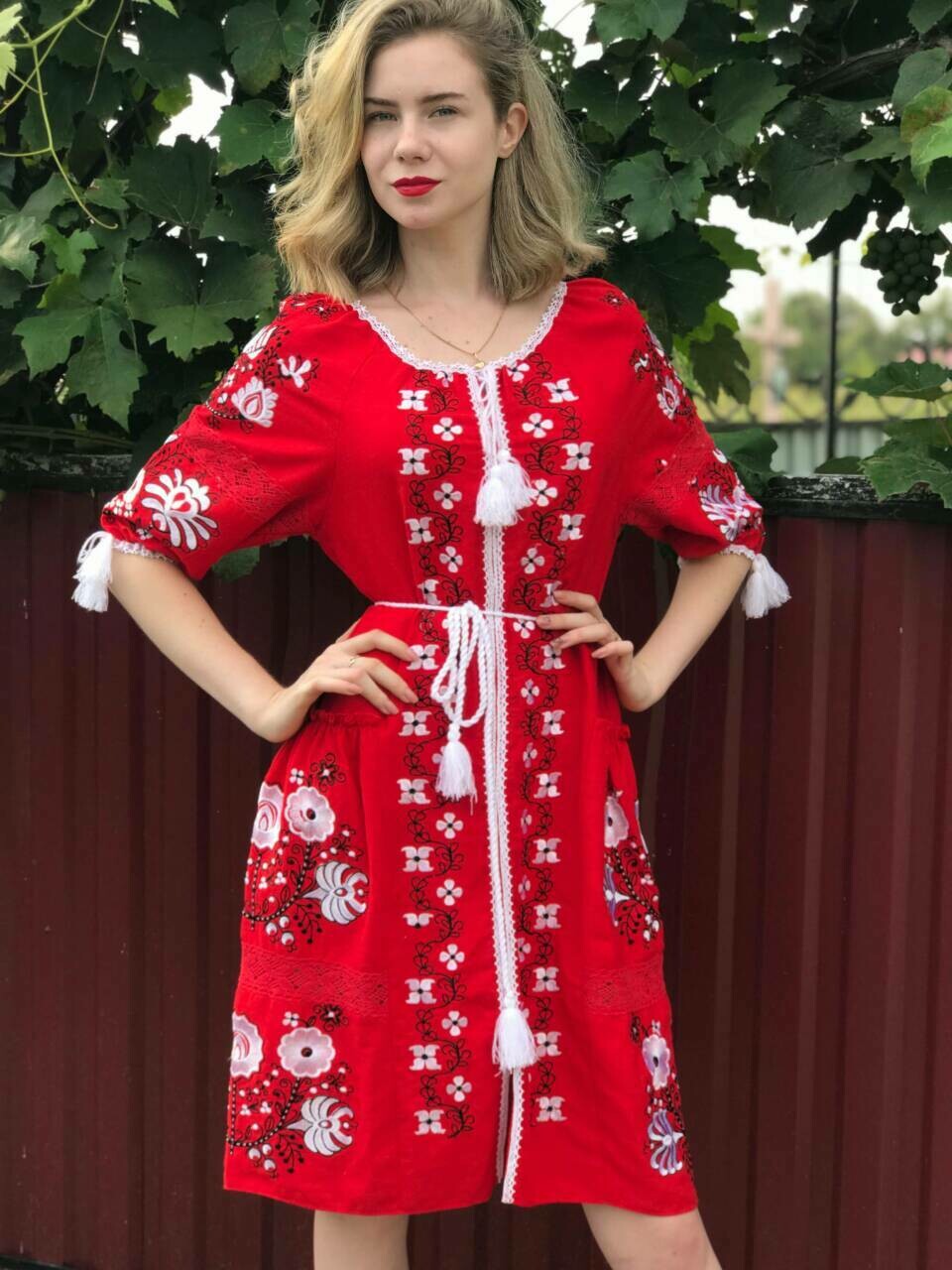Вишиванка жіноча, сукня вишивана на льоні (Арт. 02711)