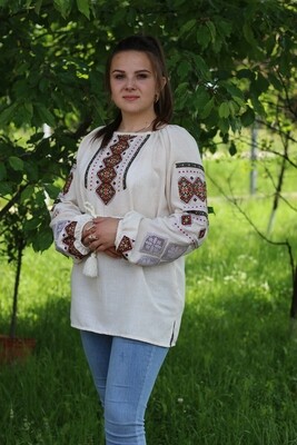 Вишиванка, жіноча вишивана блузка на домотканому полотні &quot;Мережка&quot; (Арт. 02739)