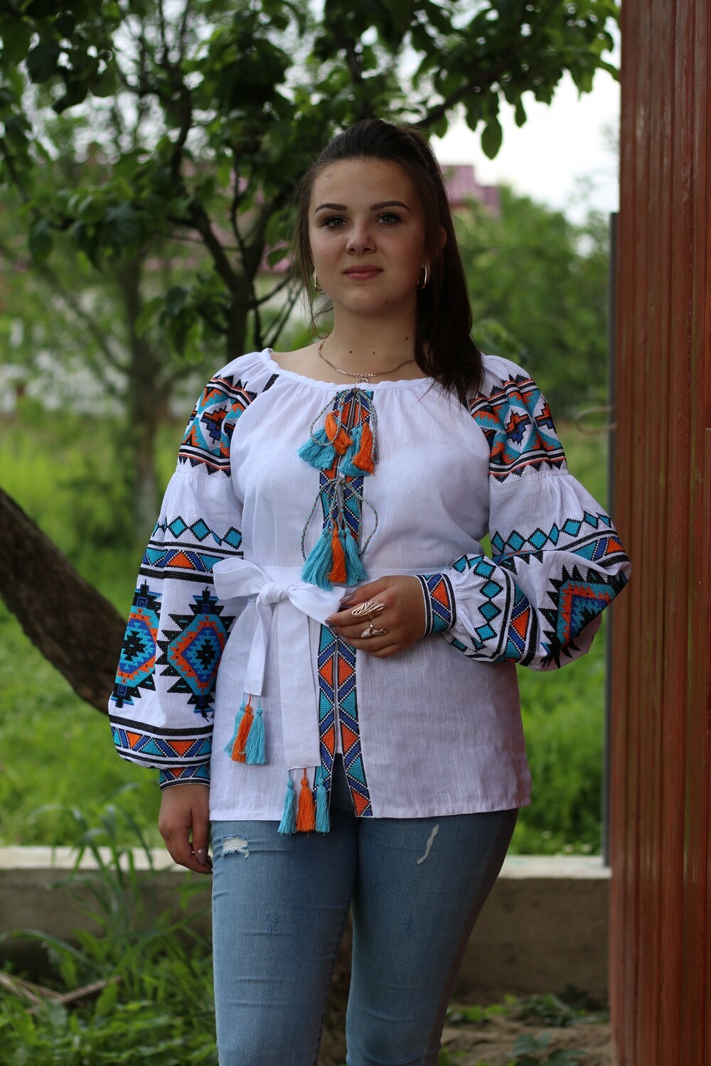 Вишиванка, жіноча вишивана блузка на білому льоні &quot;Бохо&quot; (Арт. 02623)