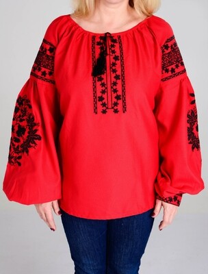 Вишиванка, жіноча вишивана блузка на червоному домоканому (Арт. 02761) Вишиванка, жіноча вишивана блузка на червоному домоканому (Арт. 02761)