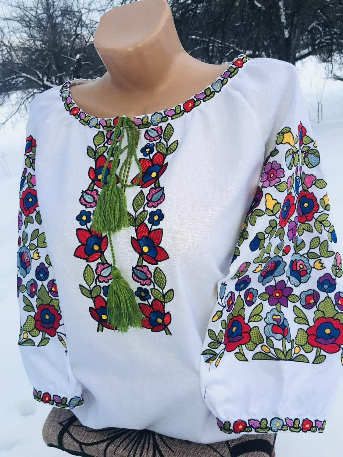 Вишиванка, жіноча вишивана блузка на домотканому полотні (Арт. 02780)