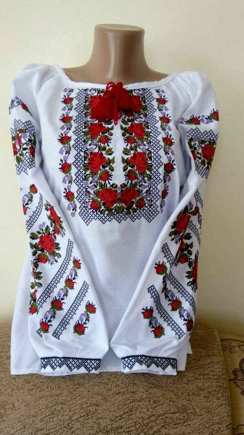 Вишиванка, жіноча вишивана блузка на домотканому полотні (Арт. 02870)