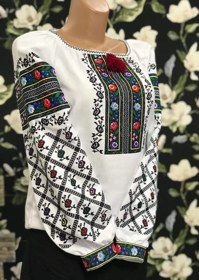 Вишиванка, жіноча вишивана блузка на домотканому полотні (Арт. 02905)