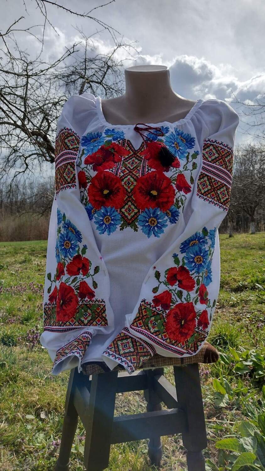 Вишиванка, жіноча вишивана блузка на домотканому полотні (Арт. 02966)