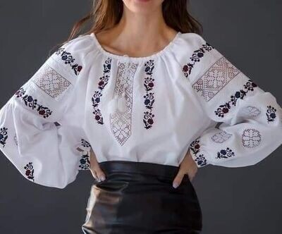 Вишиванка, жіноча вишивана блузка на домотканому полотні "Мережка" (Арт. 02973)