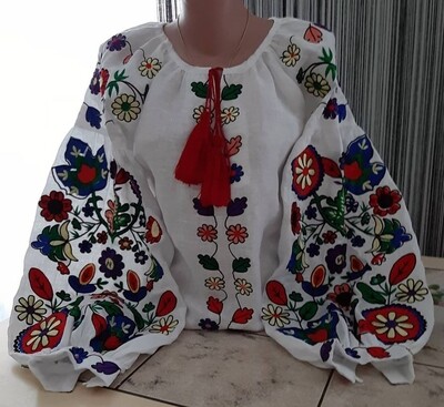 Вишиванка, жіноча вишивана блузка на домотканому полотні "Бохо" (Арт. 02976)