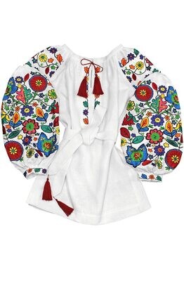 Вишиванка, жіноча вишивана блузка на білому льоні "Бохо" (Арт. 02979)