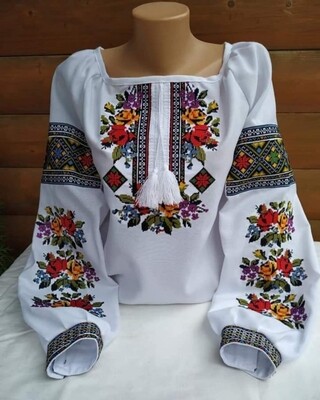 Вишиванка, жіноча вишивана блузка на домотканому полотні (Арт. 03057)