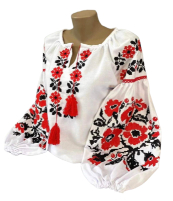 Вишиванка, жіноча вишивана блузка на домотканому полотні (Арт. 03067)