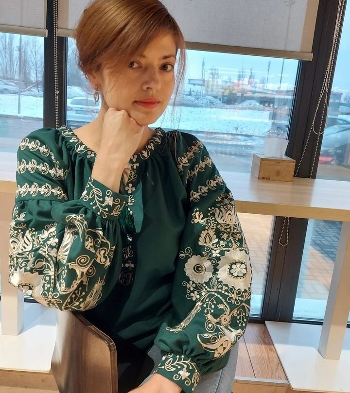 Вишиванка, жіноча вишивана блузка на зеленому домотканому &quot;Бохо&quot; (Арт. 02883)