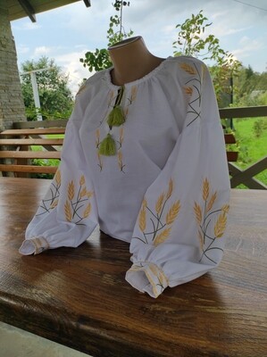 Вишиванка, жіноча вишивана блузка на домотканому полотні "Колоски" (Арт. 03106)