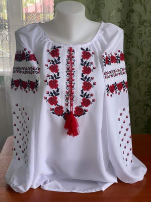 Вишиванка, жіноча вишивана блузка "Троянди" (Арт. 03152) Вишиванка, жіноча вишивана блузка "Троянди" (Арт. 03152)