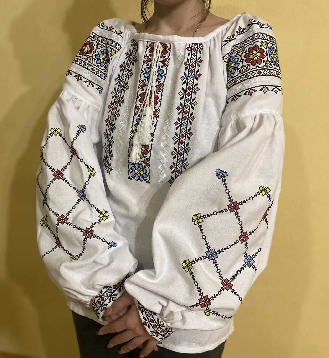 Вишиванка, жіноча вишивана блузка на домотканому полотні (Арт. 03171)