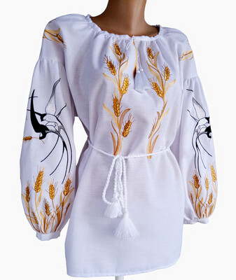 Вишиванка, жіноча вишивана блузка на домотканому полотні "Колосок" (Арт. 03199) Вишиванка, жіноча вишивана блузка на домотканому полотні "Колосок" (Арт. 03199)