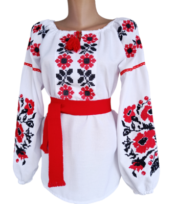 Вишиванка, жіноча вишивана блузка на домотканому полотні (Арт. 03067)