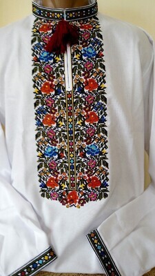 Вишиванка, чоловіча вишита сорочка на білому домотканому (Арт. 03217) Вишиванка, чоловіча вишита сорочка на білому домотканому (Арт. 03217)