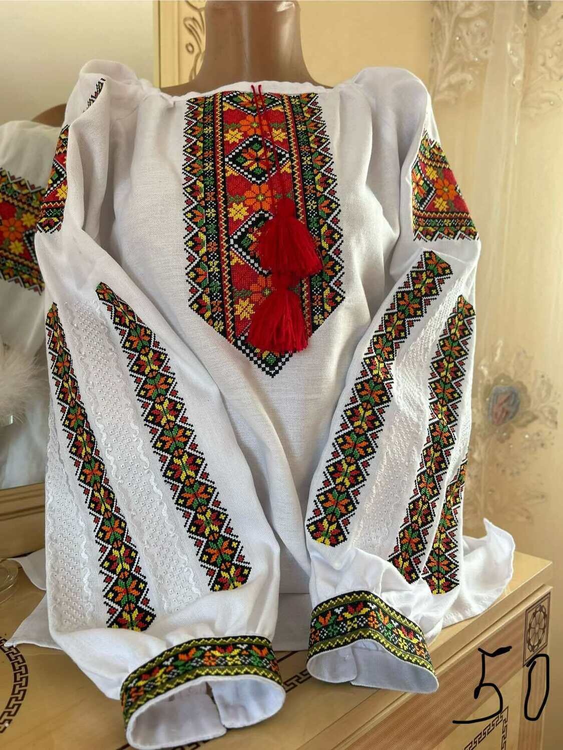 Вишиванка, жіноча вишивана блузка на домотканому полотні (Арт. 03237)