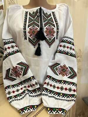 Вишиванка, жіноча вишивана блузка на домотканому полотні "Низинка" (Арт. 03244)