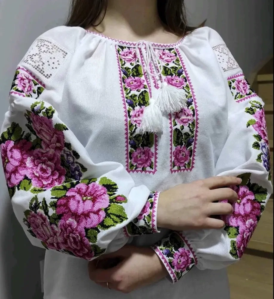 Вишиванка, жіноча вишивана блузка на домотканому полотні (Арт. 03257)