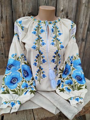 Вишиванка, жіноча вишивана блузка на сірому домотканому полотні (Арт. 03224) Вишиванка, жіноча вишивана блузка на сірому домотканому полотні (Арт. 03224)