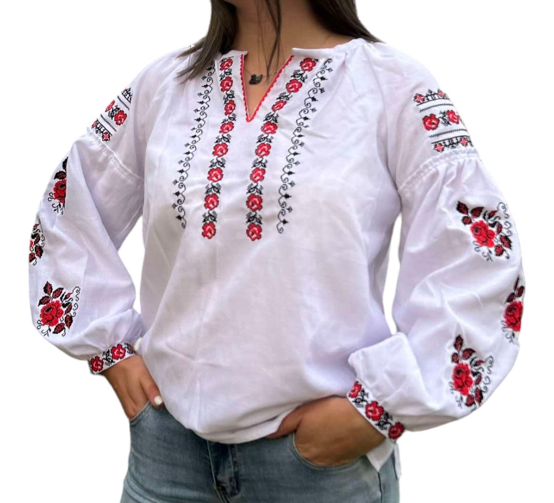 Вишиванка, жіноча вишивана блузка на домотканому полотні (Арт. 03396)