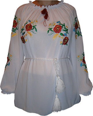 Вишиванка, жіноча вишивана блузка з квітами (Арт. 00374)