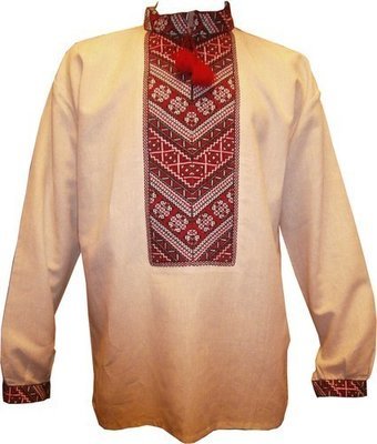 Вишиванка чоловіча з косим узором на сірому льоні (Арт. 00050)