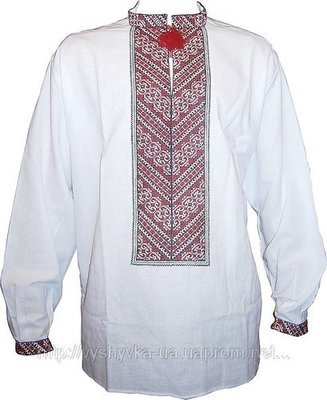 Вишиванка ручної роботи, чоловіча сорочка з косим узором (Арт. 00004)
