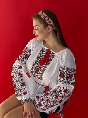 Вишиванка, жіноча вишивана блузка на білому домотканому (Арт. 03453) Вишиванка, жіноча вишивана блузка на білому домотканому (Арт. 03453)