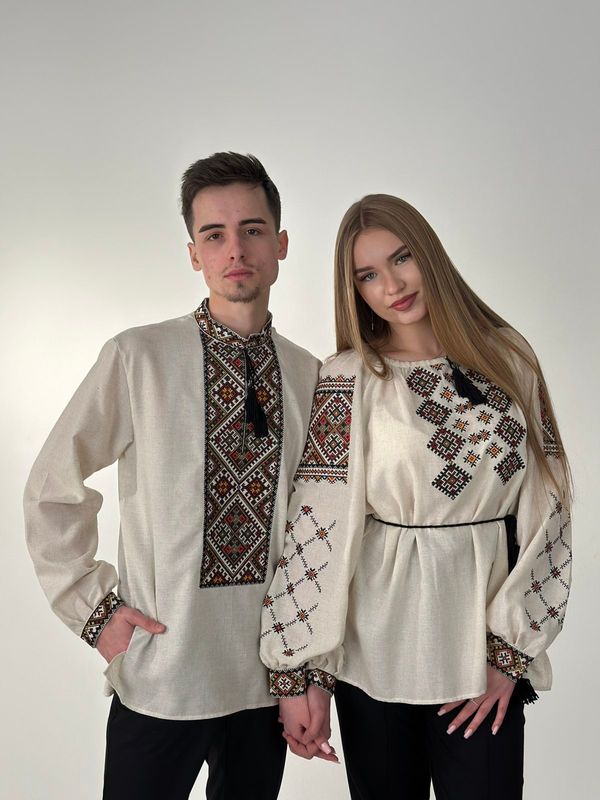 Пара вишиванок, жіноча та чоловіча вишиванки - комплект вишиванок для чоловіка і жінки (Арт. 03460) Пара вишиванок, жіноча та чоловіча вишиванки - комплект вишиванок для чоловіка і жінки (Арт. 03460)