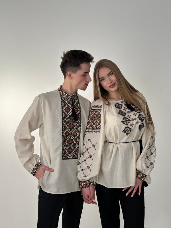 Пара вишиванок, жіноча та чоловіча вишиванки - комплект вишиванок для чоловіка і жінки (Арт. 03460)