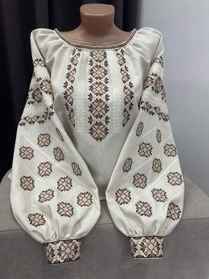 Вишиванка, жіноча вишивана блузка на сірому домотканому полотні (Арт. 03469) Вишиванка, жіноча вишивана блузка на сірому домотканому полотні (Арт. 03469)