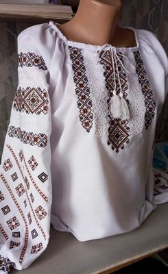 Вишиванка, жіноча вишивана блузка на домотканому полотні (Арт. 03491)