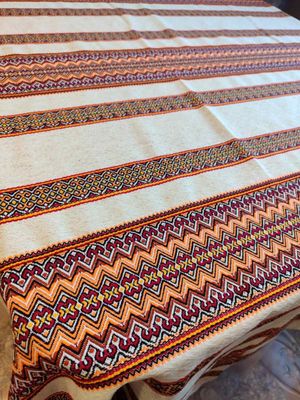 Скатертина на декоративному домотканому полотні (Арт. 03599)