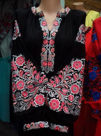 Вишиванка, жіноча вишивана блузка на темно-синьому домотканому (Арт. 03549)