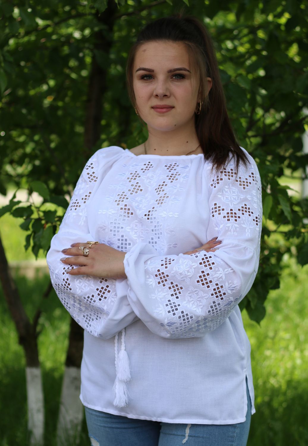 Вишиванка, жіноча вишивана блузка на домотканому полотні &quot;Мережка&quot; (Арт. 02686)
