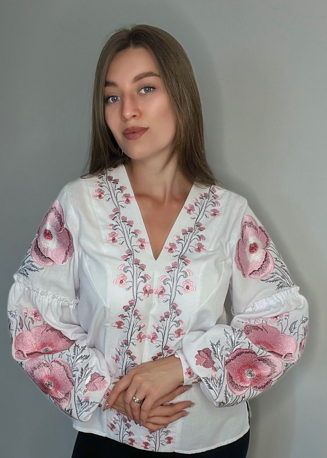 Вишиванка, жіноча вишивана блузка на домотканому полотні (Арт. 03695)